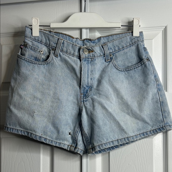 Ralph Lauren Light Blue Jean Shorts Distressed 5’ Saturday Short Size 4 - Picture 1 of 5
